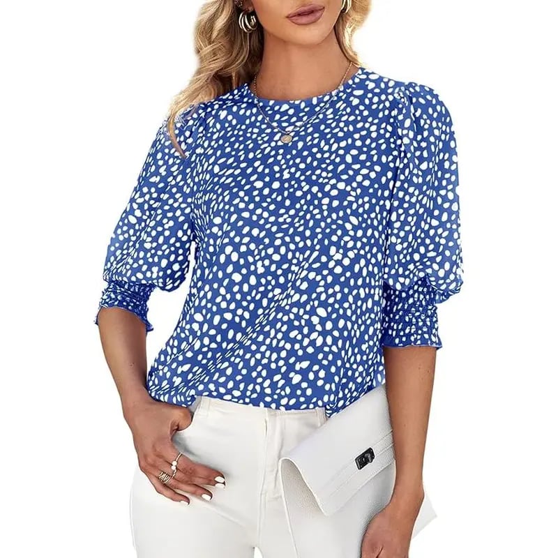 🔥LAST DAY 50% OFF- Women's Polka Dot 3/4 Sleeve Blouse Tops Ladies