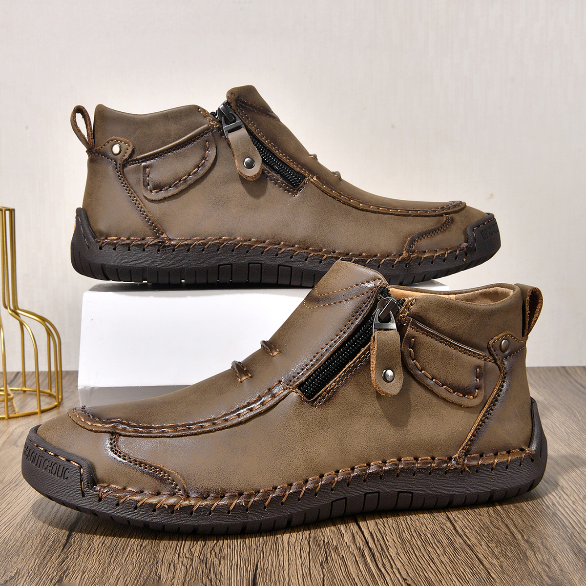 ⏰ Limited-Time 70% OFF – Men’s Handmade Leather Driving Boots | Wide Toe, Arch Support, Waterproof, Pressure Relief, Non-Slip Comfort for Everyday & Travel