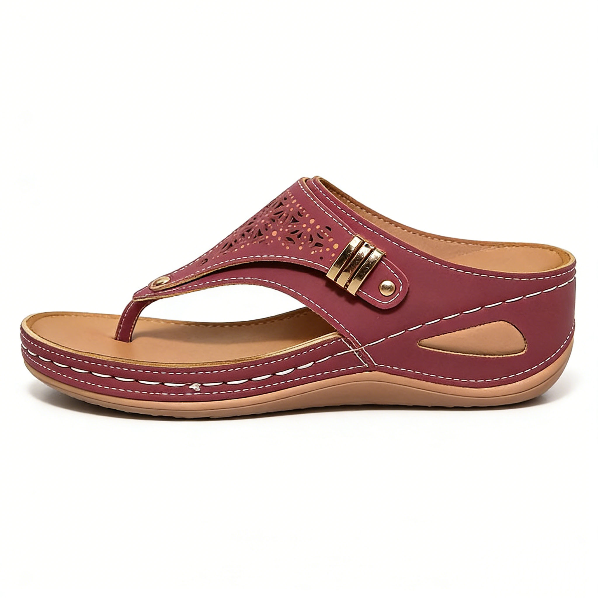 Damen-Sandalen mit Keilabsatz und Fußgewölbeunterstützung – Vintage-Modell, auch für breite Füße geeignet