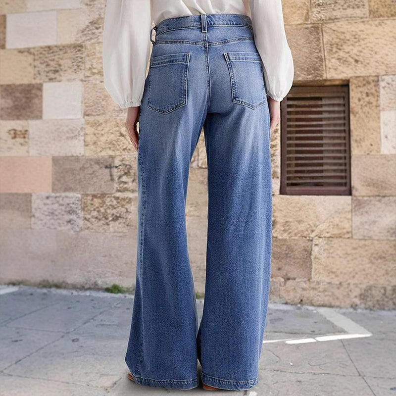 Women's Vintage High-Waist Wide-Leg Jeans👖