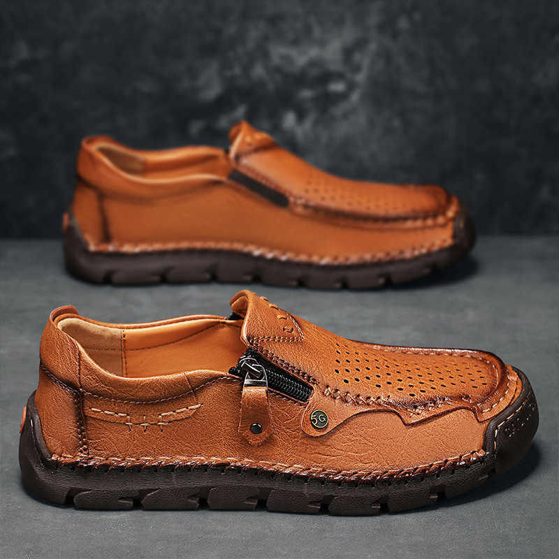 ⏰Promotion - 70% OFF🔥 Men Casual Leather Loafer Summer Flat Soft Light Shoes