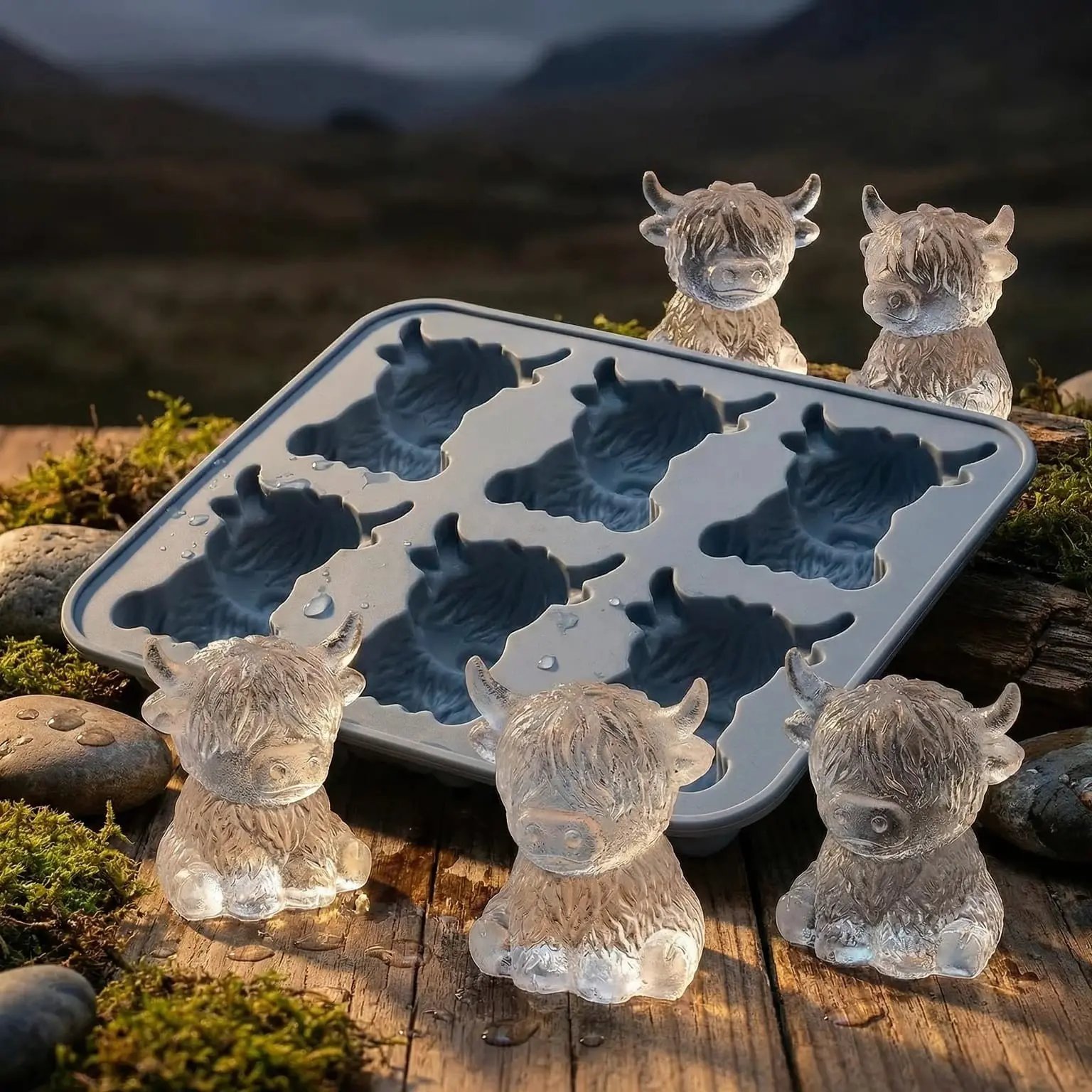 Mini Highland Cow Ice Cube Mold – Cute 3D Ice Cubes for Drinks & Parties