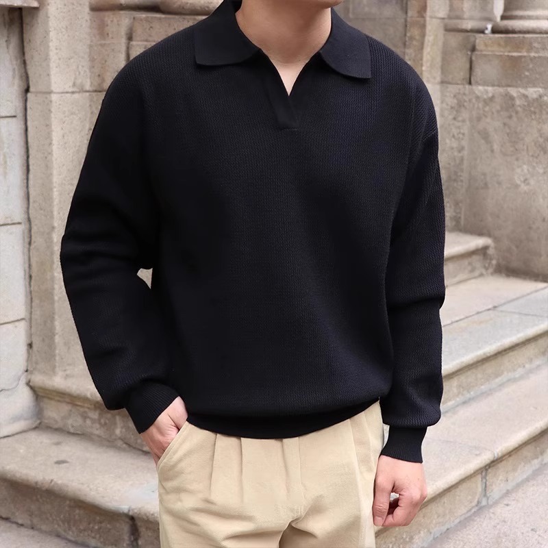 2026 Casual V-neck sweater with lapel neck
