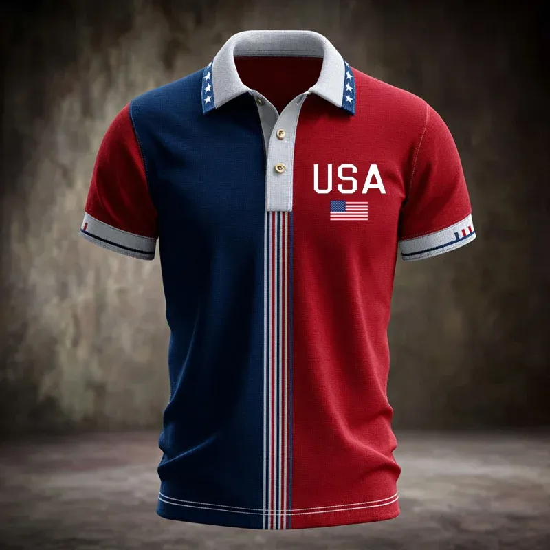 US 250th Anniversary Print Men's Polo Shirt