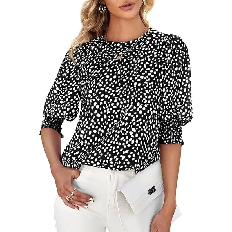 🔥LAST DAY 50% OFF- Women's Polka Dot 3/4 Sleeve Blouse Tops Ladies