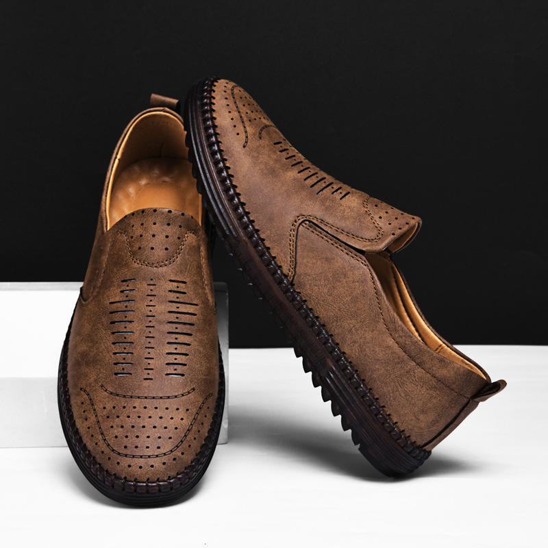 ⏰Limited Time Sale 70% OFF-Men's Slip-On Orthopedic Leather Dress Loafers – Anti-Slip, Breathable & Comfortable with Arch Support for All-Day Wear