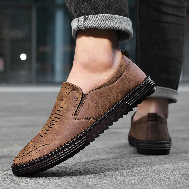⏰Limited Time Sale 70% OFF-Men's Slip-On Orthopedic Leather Dress Loafers – Anti-Slip, Breathable & Comfortable with Arch Support for All-Day Wear