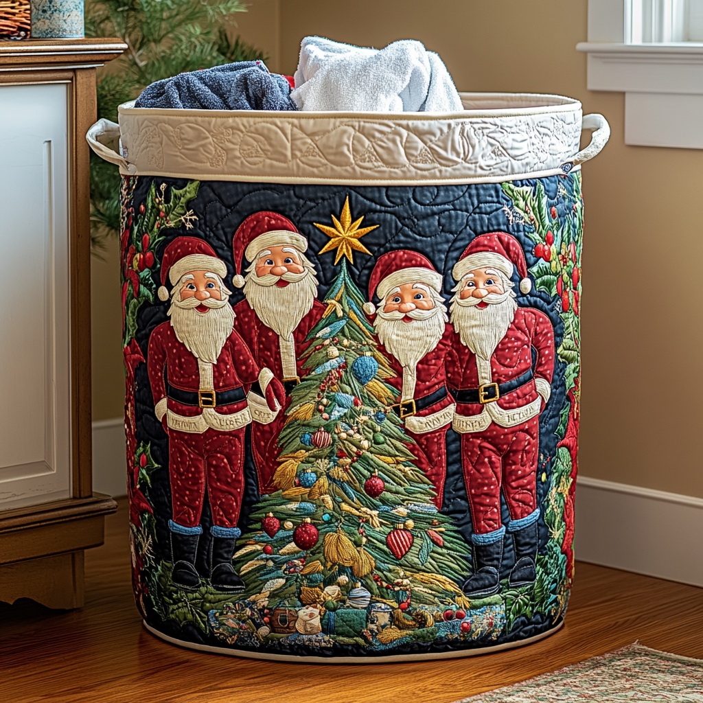 Santa Quilted Laundry Basket NCU0QN058