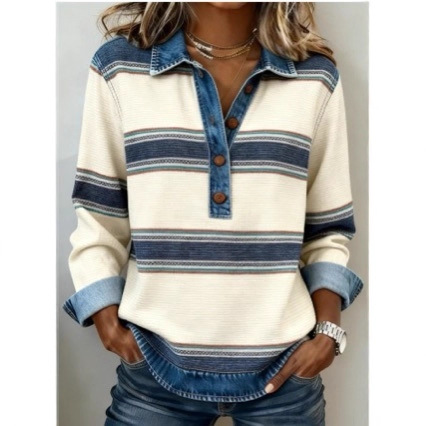 Women's fashionable lapel knitted sweater
