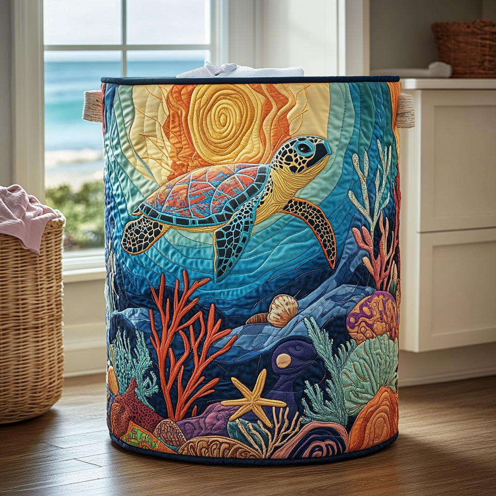 Sea Turtle Quilted Laundry Basket NCU0QN024
