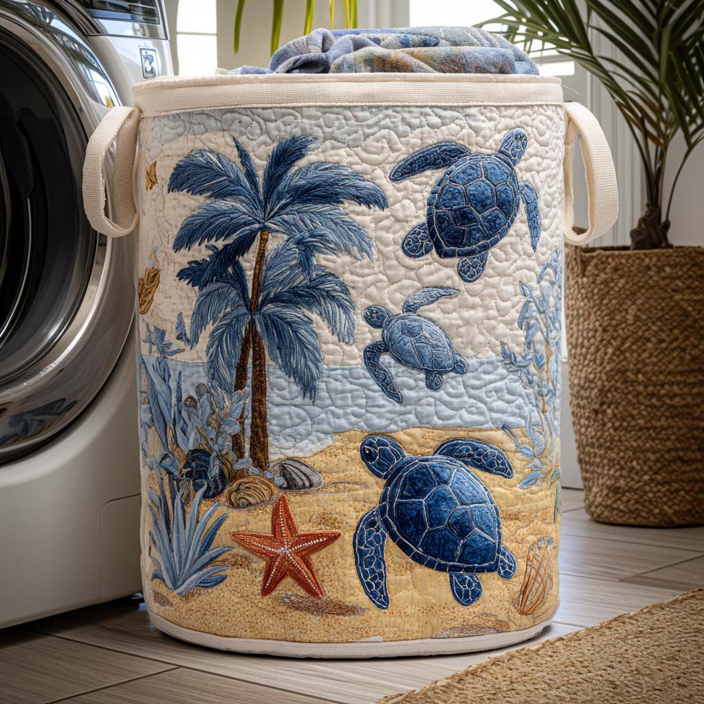 Sea Turtle Quilted Laundry Basket NCU0QN030