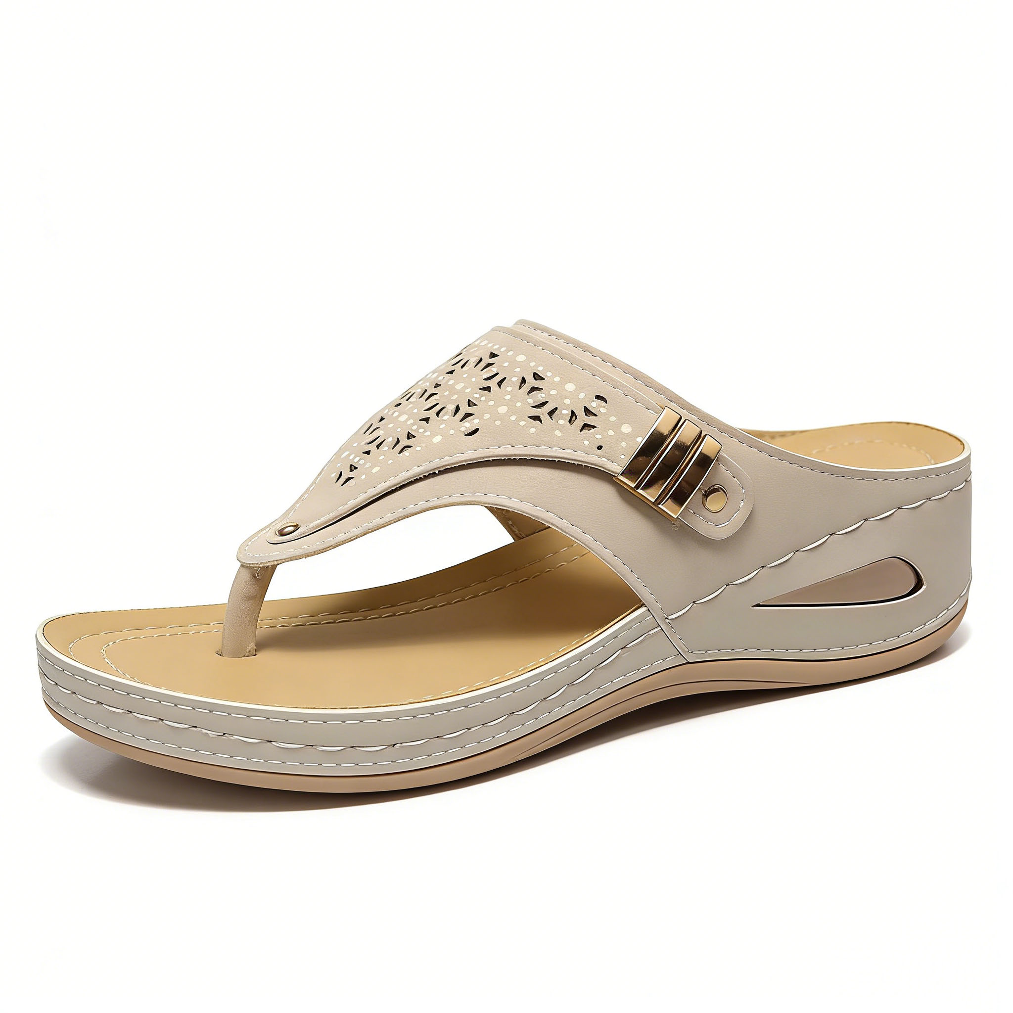 Damen-Sandalen mit Keilabsatz und Fußgewölbeunterstützung – Vintage-Modell, auch für breite Füße geeignet