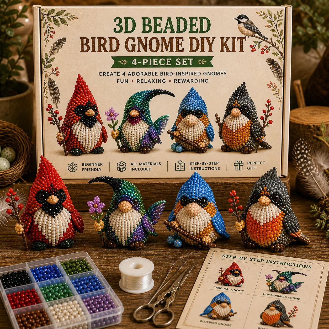 🧵✨ Tiny 3D Beaded Animal DIY Kit