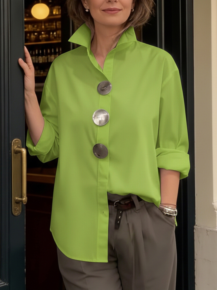 🔥Hot Selling Now！🔥Elegant Stand-collar Metal Buttons Cotton Linen Blouse