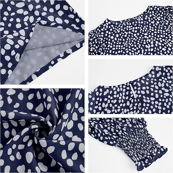🔥LAST DAY 50% OFF- Women's Polka Dot 3/4 Sleeve Blouse Tops Ladies