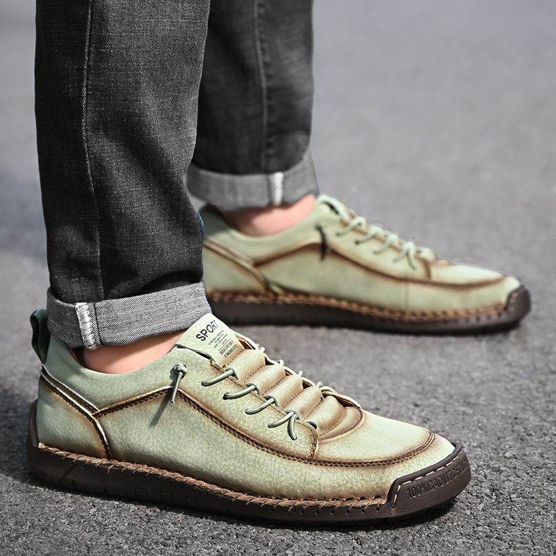 MEN'S LOW-TOP SOFT-SOLED LEATHER SLIP-ON SHOES