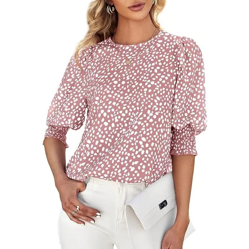 🔥LAST DAY 50% OFF- Women's Polka Dot 3/4 Sleeve Blouse Tops Ladies