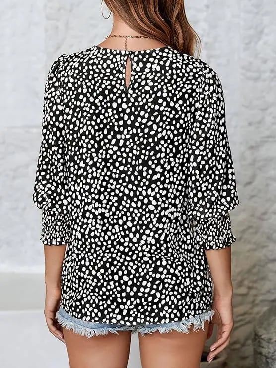 🔥LAST DAY 50% OFF- Women's Polka Dot 3/4 Sleeve Blouse Tops Ladies