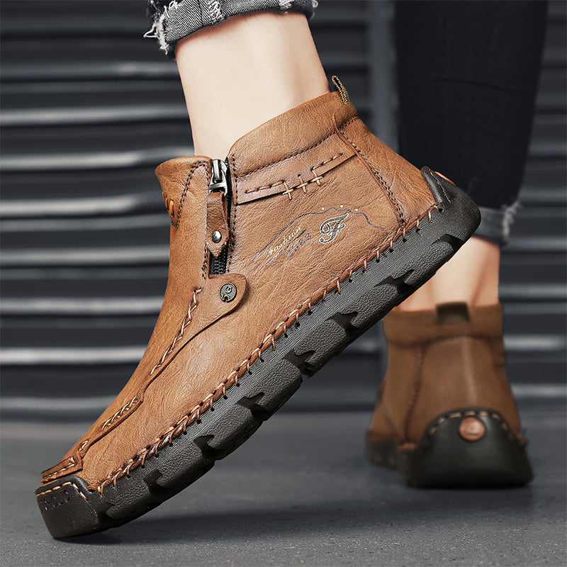 (⏰Last Day 70% OFF🔥)Men's Top-Quality Motorcycle Boots Hand-Stitched Genuine Leather Boots