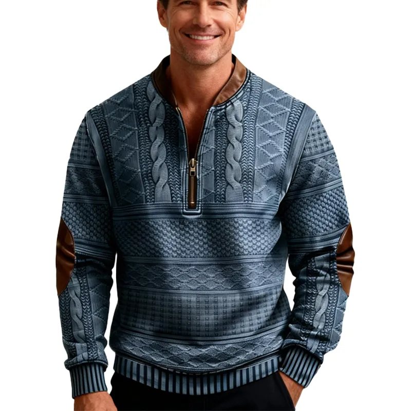 Men’s Vintage Western Wool Zip Pullover