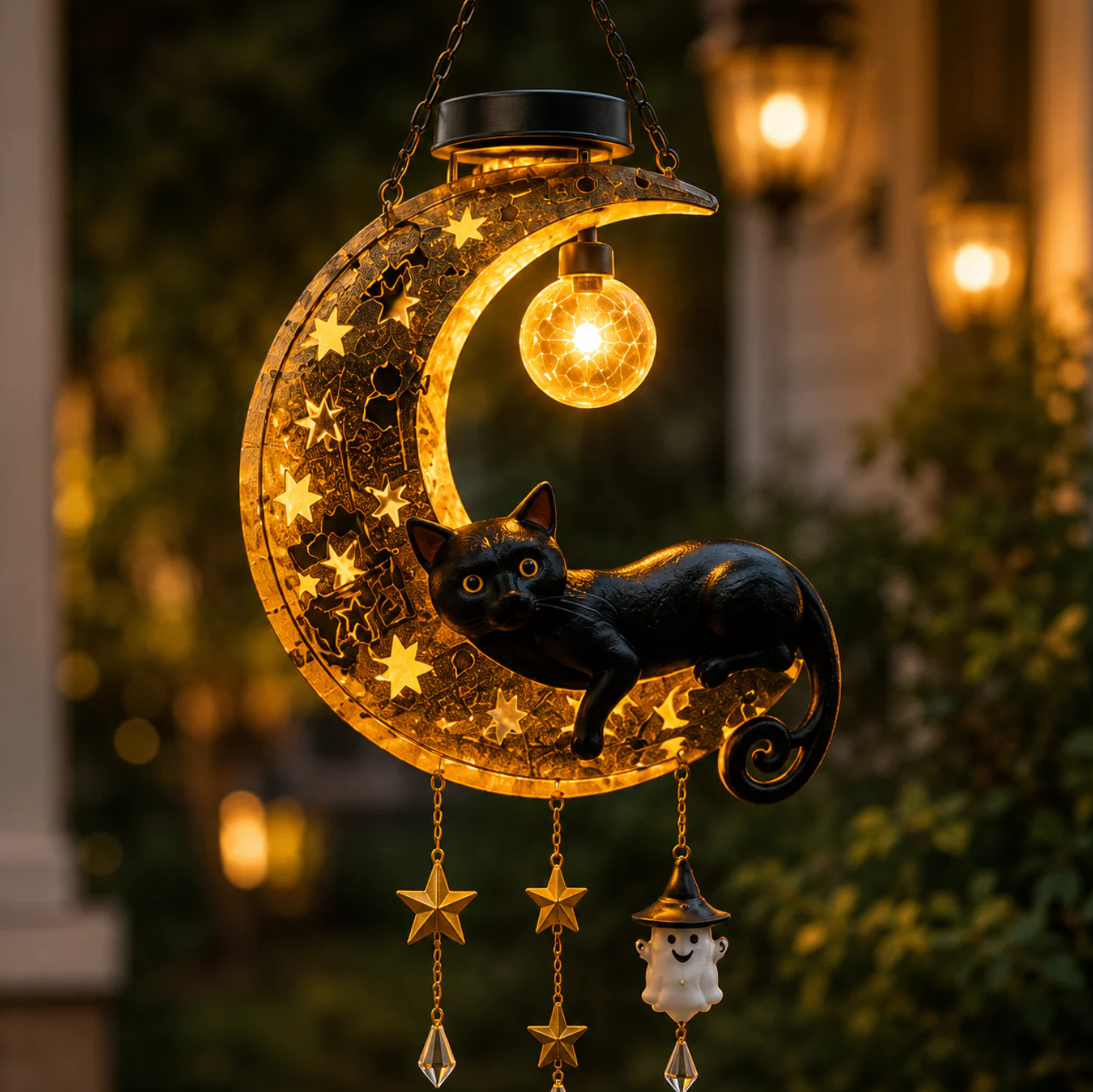 🌙 Every Breeze Carries a Little Halloween Magic——Solar Hanging Lantern for Outdoor Halloween Decorations.