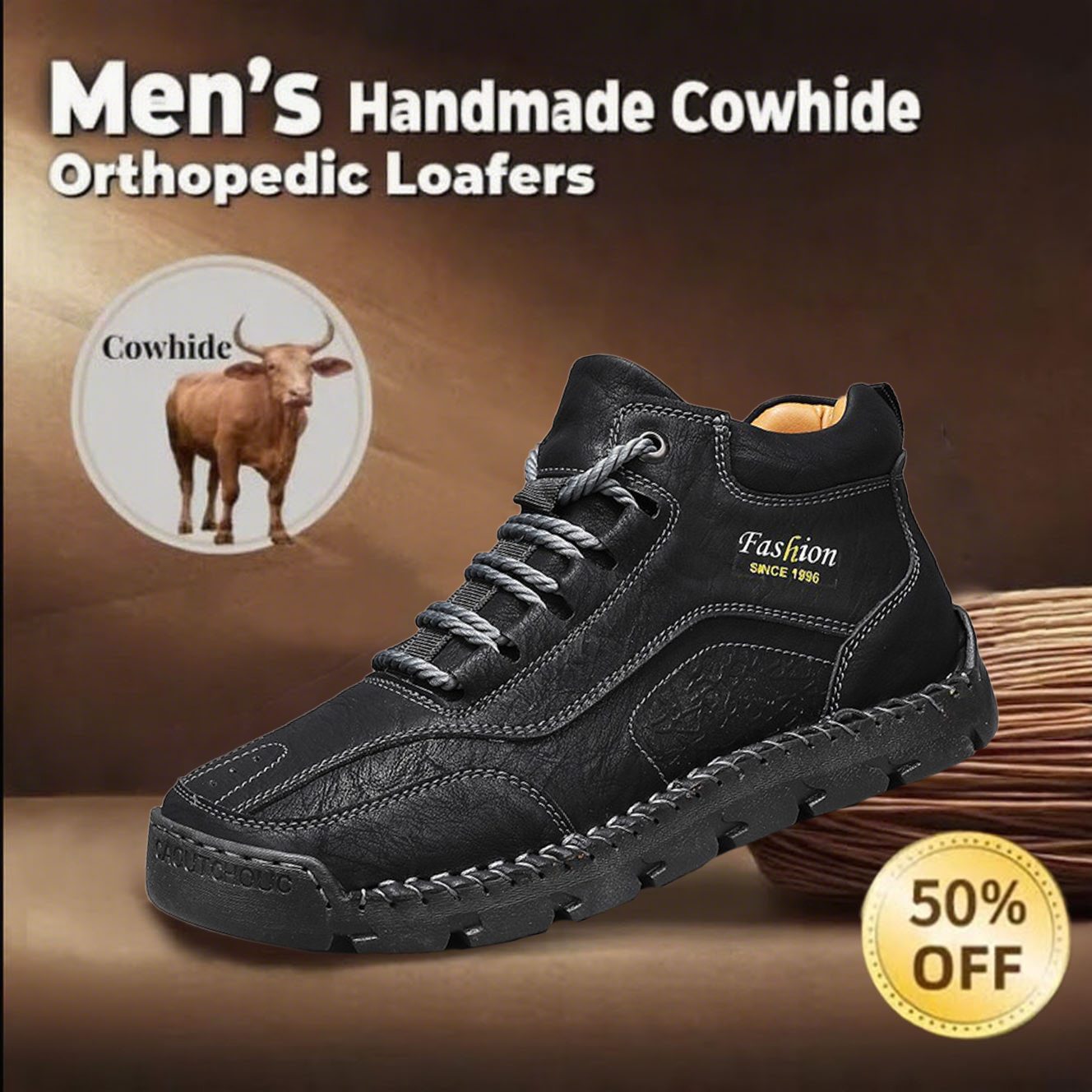🔥Today 60% off🔥Men's handmade genuine leather soft-soled orthopedic shoes with arch support.