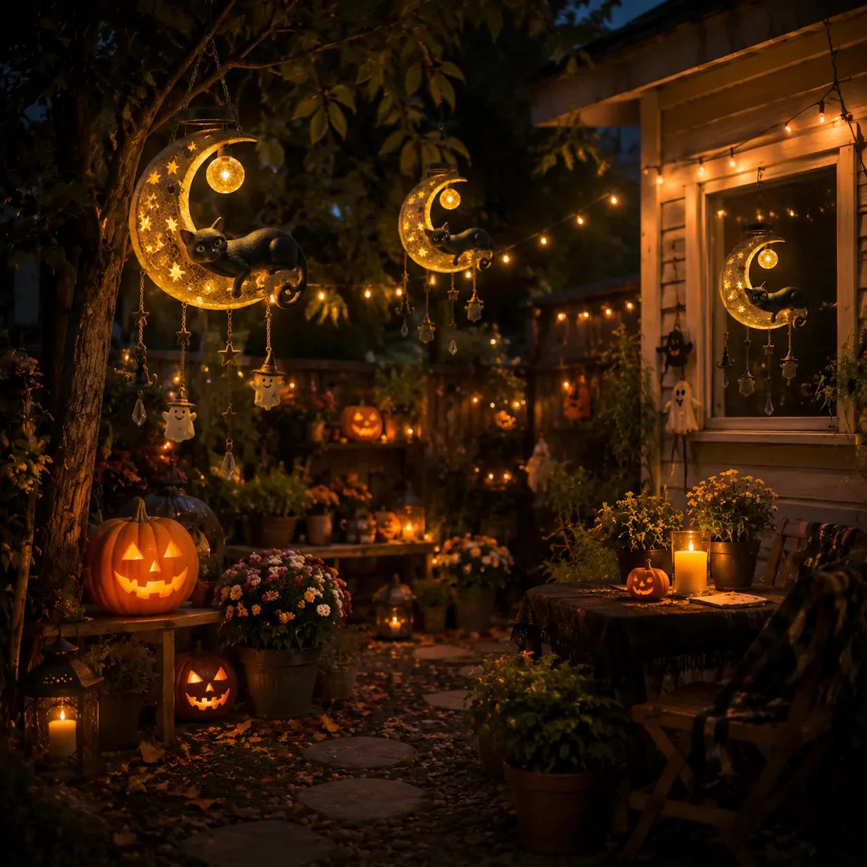 🌙 Every Breeze Carries a Little Halloween Magic——Solar Hanging Lantern for Outdoor Halloween Decorations.