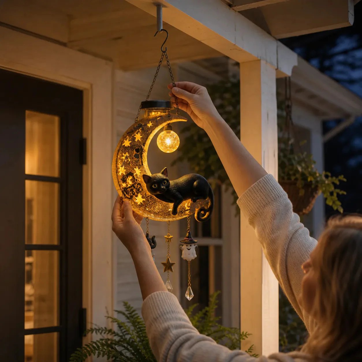 🌙 Every Breeze Carries a Little Halloween Magic——Solar Hanging Lantern for Outdoor Halloween Decorations.