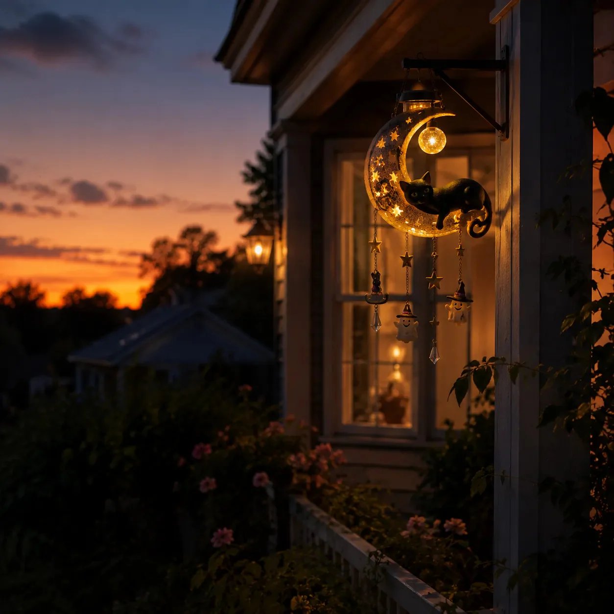 🌙 Every Breeze Carries a Little Halloween Magic——Solar Hanging Lantern for Outdoor Halloween Decorations.