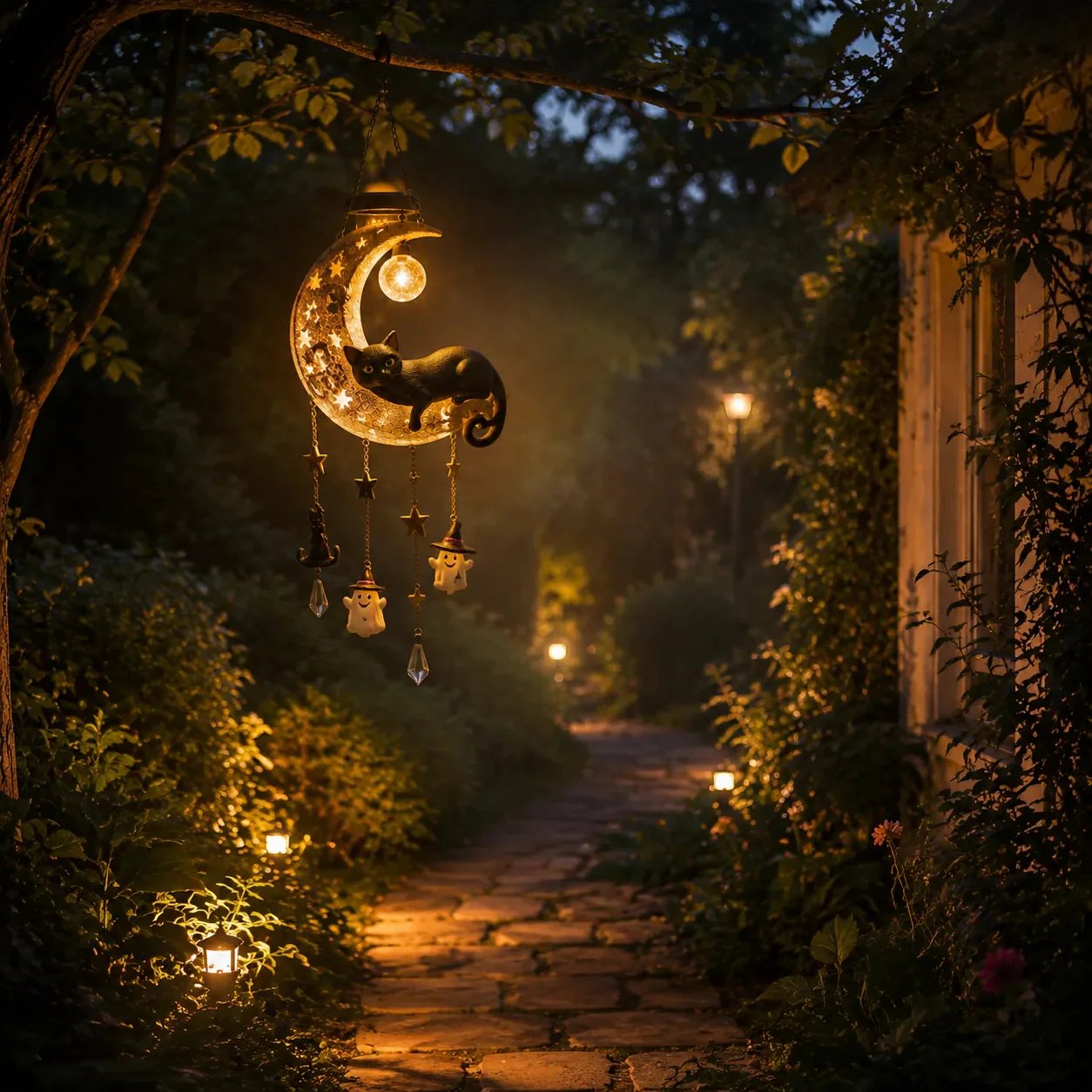 🌙 Every Breeze Carries a Little Halloween Magic——Solar Hanging Lantern for Outdoor Halloween Decorations.
