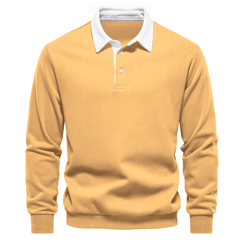 Men's Casual Business Cotton Long-Sleeved Collared Sweatshirt