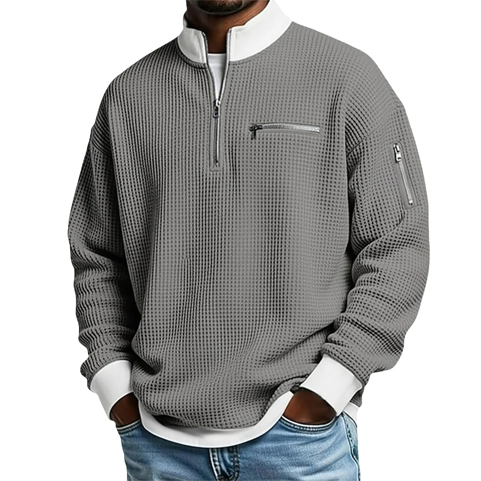 Men’s Waffle Long-Sleeve Half-Zip Top