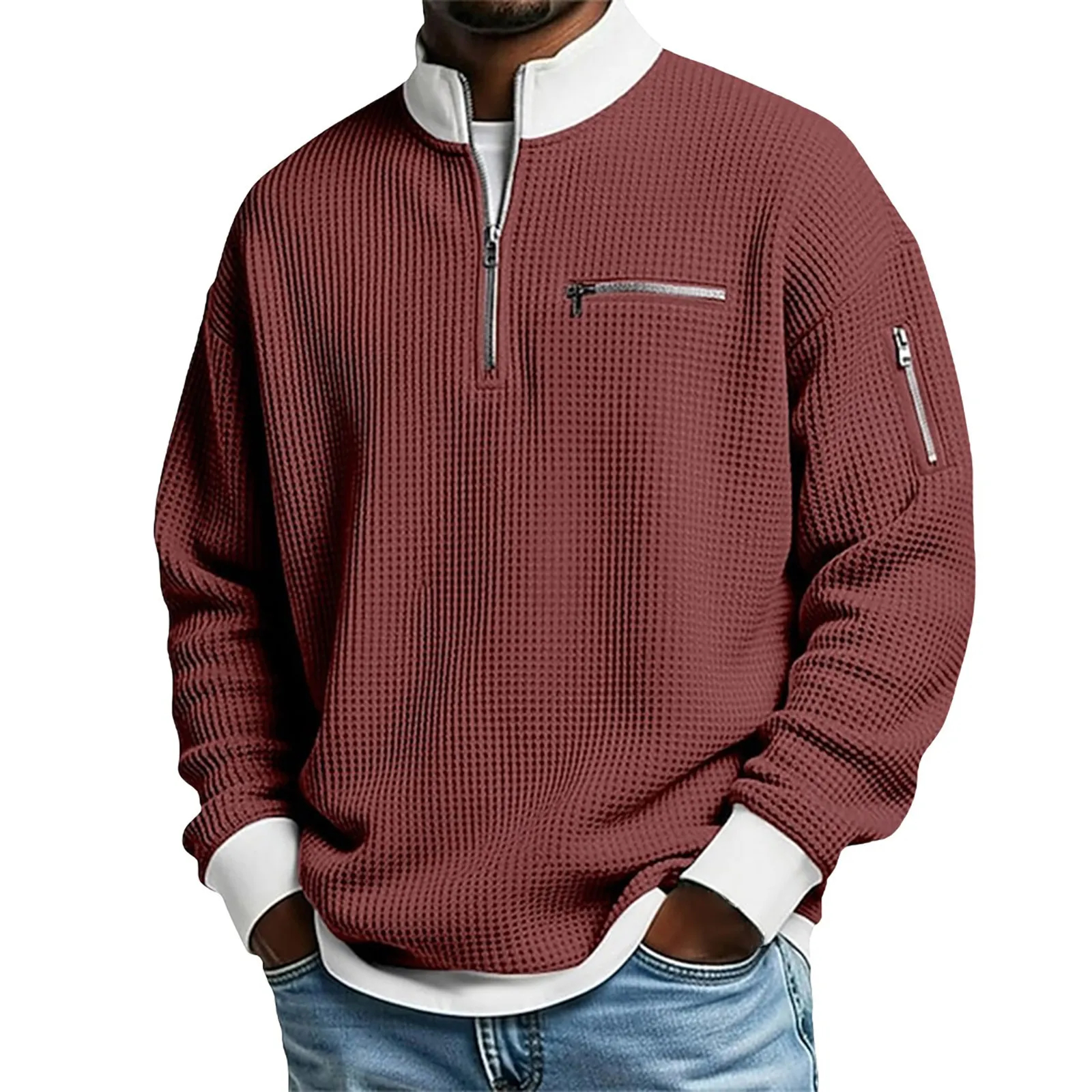 Men’s Waffle Long-Sleeve Half-Zip Top