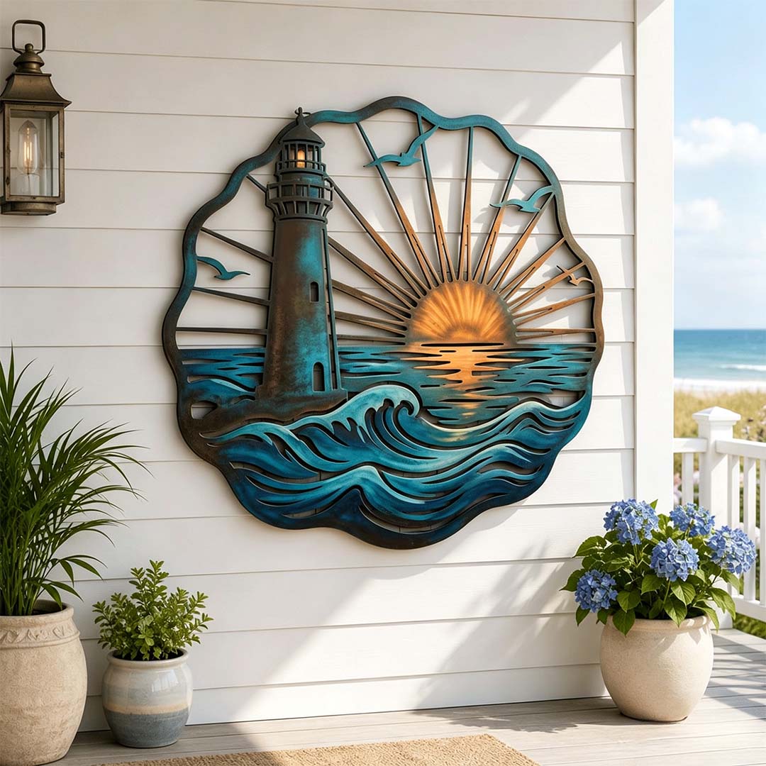 ⏳ Last Day 49% OFF – 🌊 Coastal Sunrise Metal Wall Art🐚