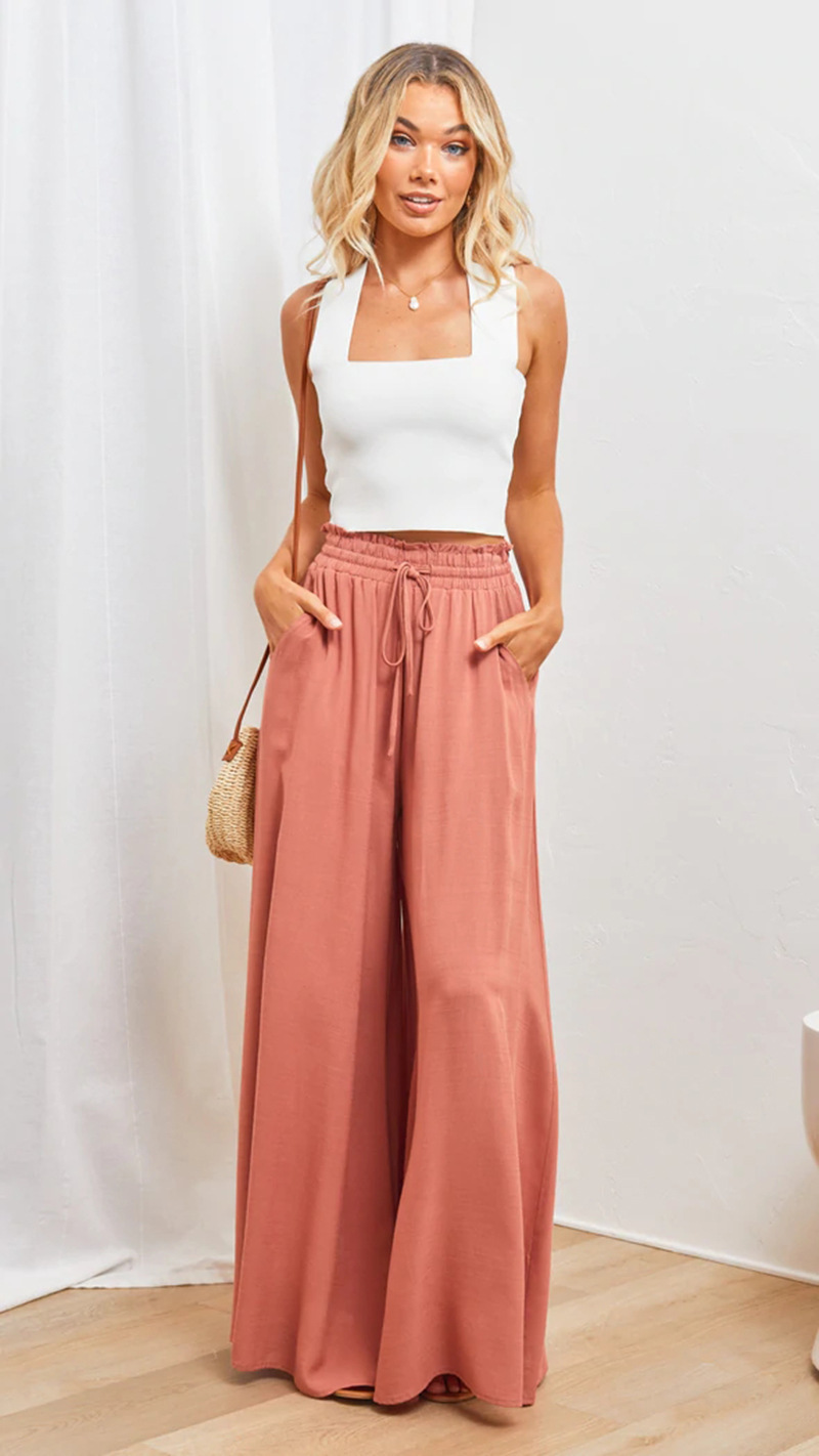 Women's casual wide-leg loose fashion trousers