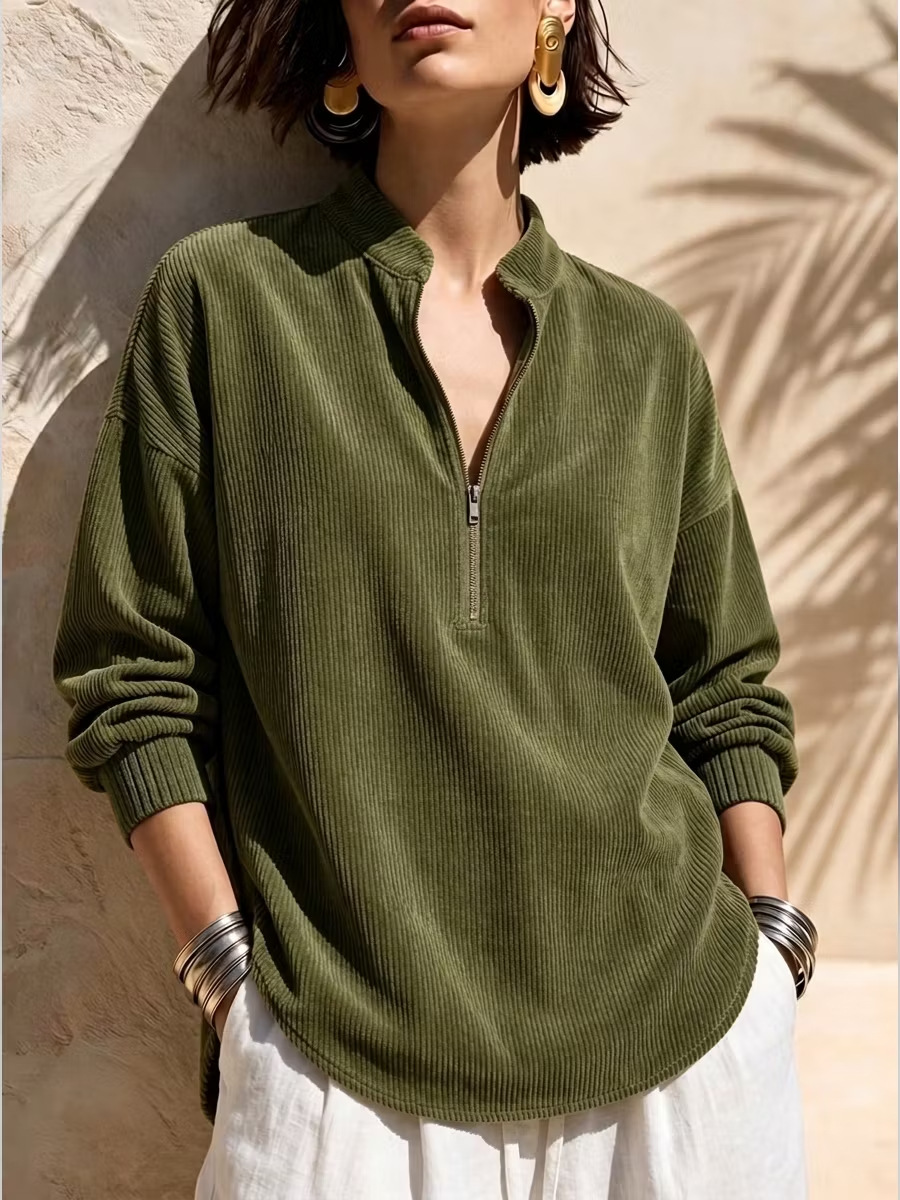 CLEARANCE SALE🔥 Half-Zip Corduroy Sweatshirt