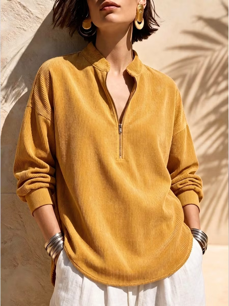 CLEARANCE SALE🔥 Half-Zip Corduroy Sweatshirt