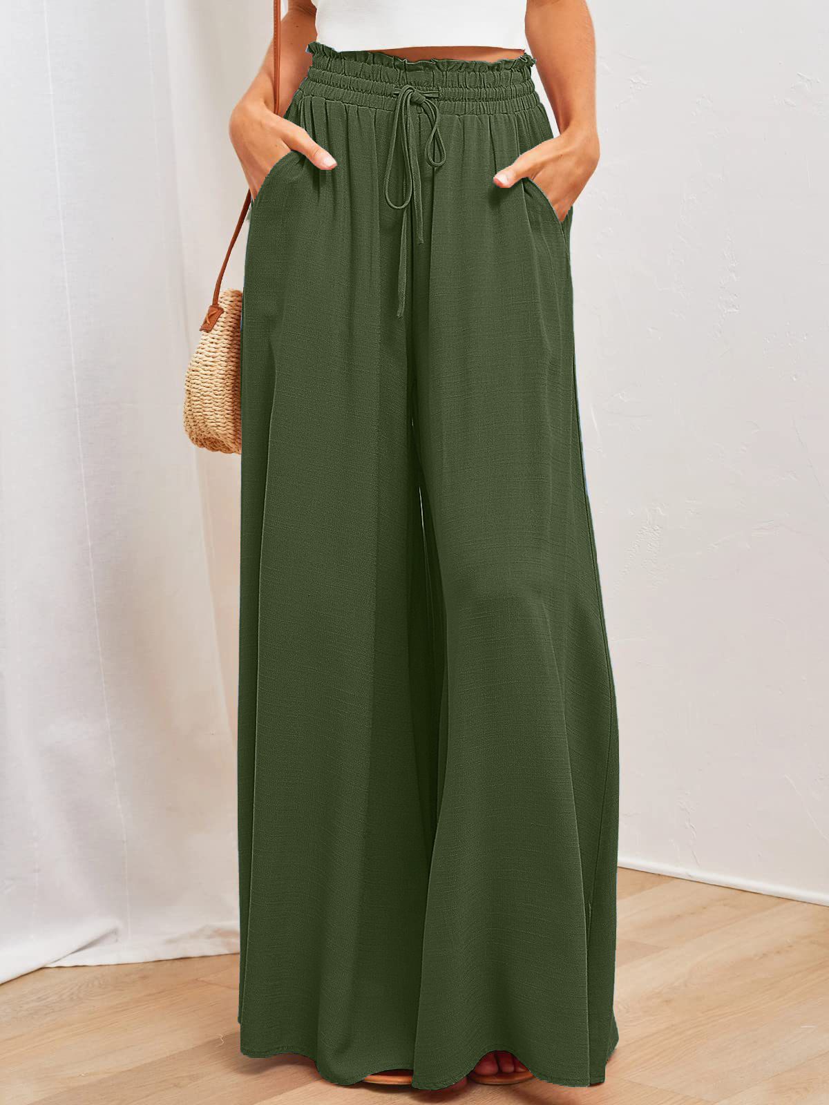 Women's casual wide-leg loose fashion trousers