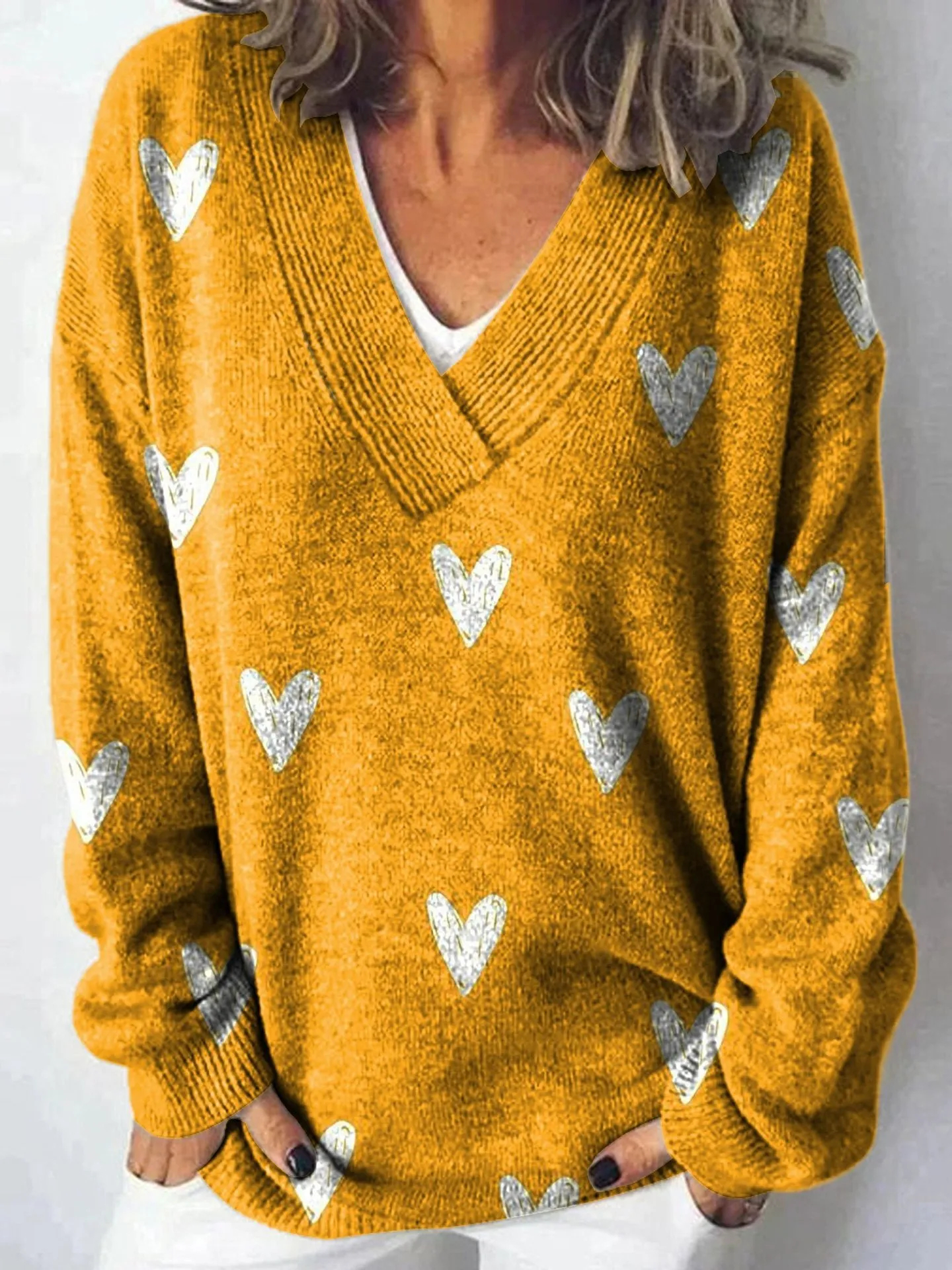 Women’s Vintage Abstract Print Wool Sweater – Artistic Cozy Knit Top