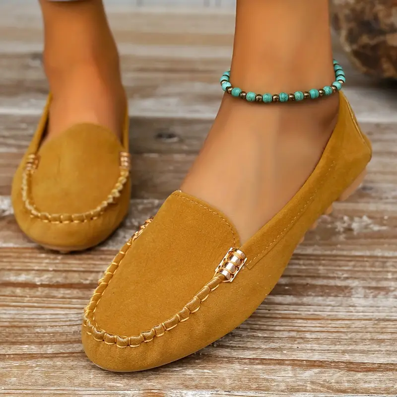 🔥Hot Sale🔥Round-Toe Flats,Breathable Orthopedic Slip On Walking Shoes