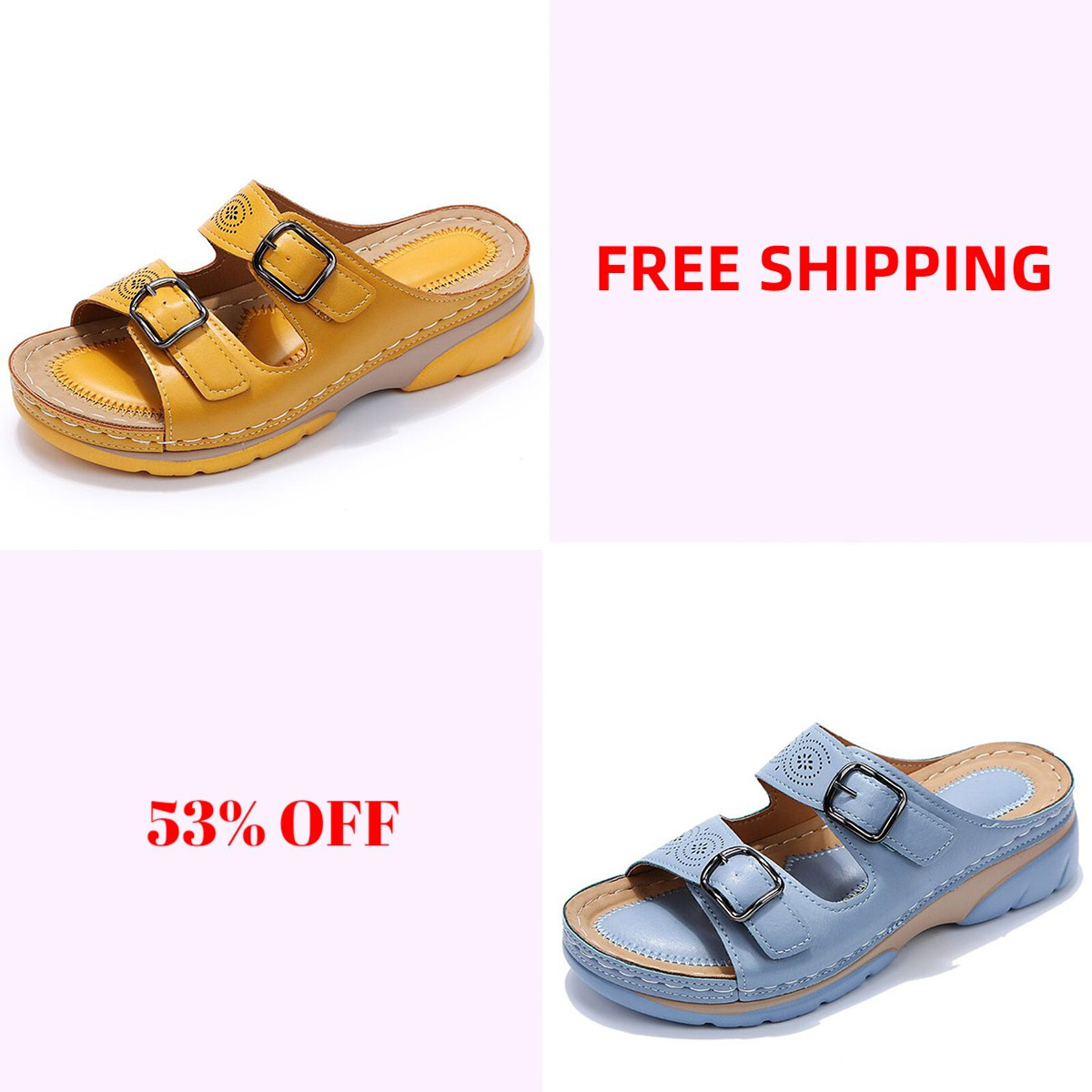 🔥LAST DAY 50% OFF-Breathable Orthopedic Adjustable Ladies Leather Sandals