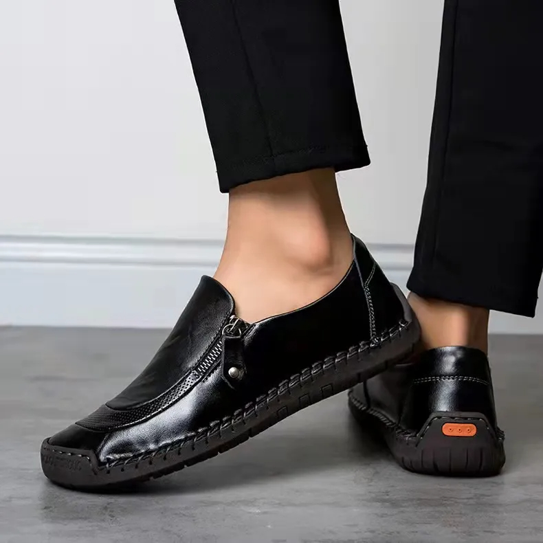 ⏰ 70% off - Newest Mens Waterproof Handmade Side Zipper Casual Comfy Leather Slip On Loafers