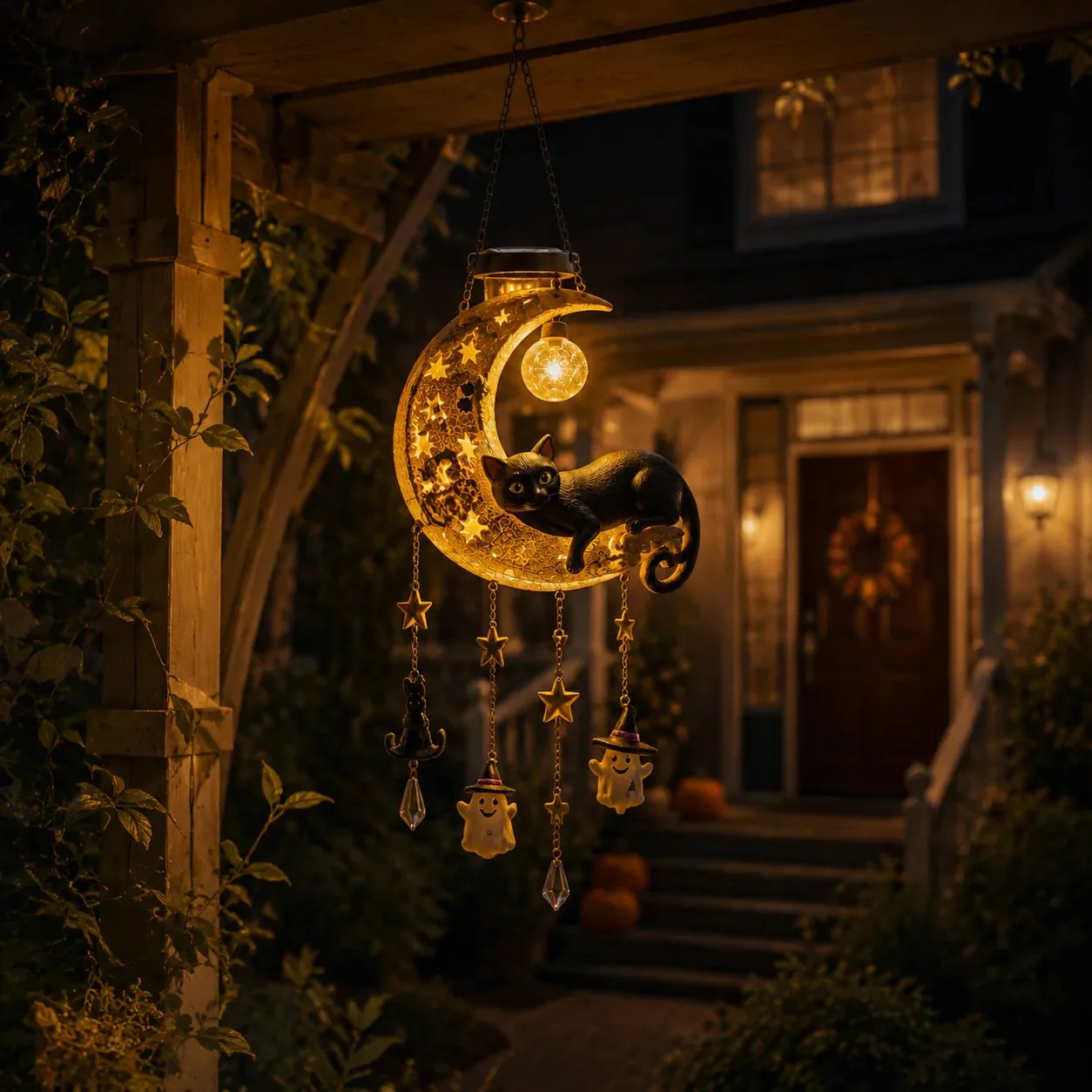 🌙 Every Breeze Carries a Little Halloween Magic——Solar Hanging Lantern for Outdoor Halloween Decorations.
