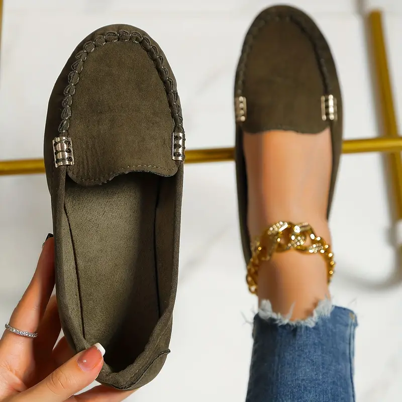 🔥Hot Sale🔥Round-Toe Flats,Breathable Orthopedic Slip On Walking Shoes