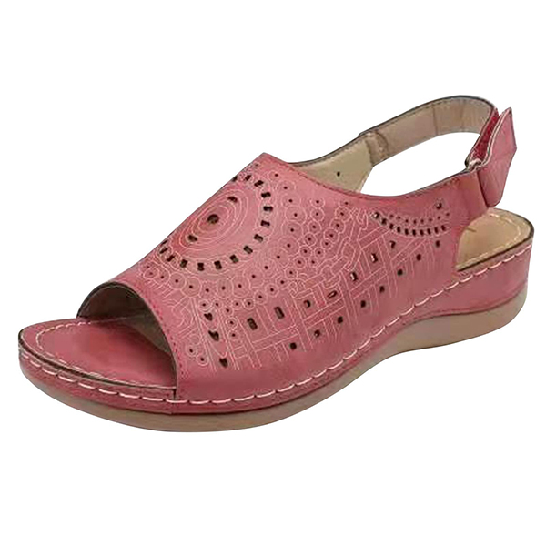 LAST DAY 50% OFF-Womens Casual Peep Toe Hollow Out  Wedges Arch Support Sandals