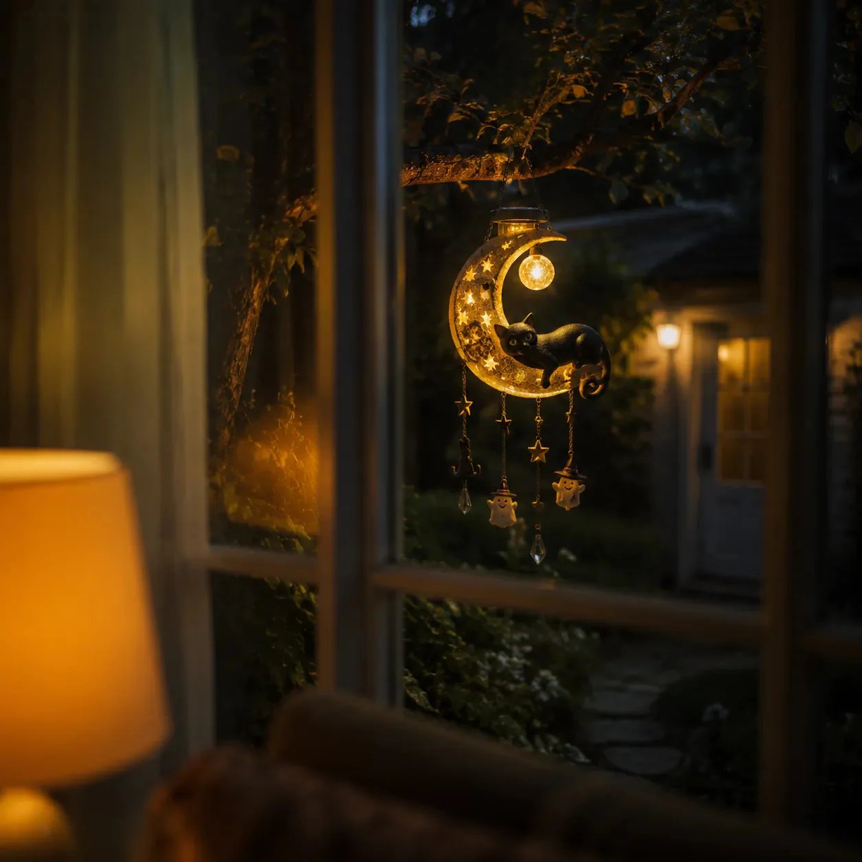 🌙 Every Breeze Carries a Little Halloween Magic——Solar Hanging Lantern for Outdoor Halloween Decorations.
