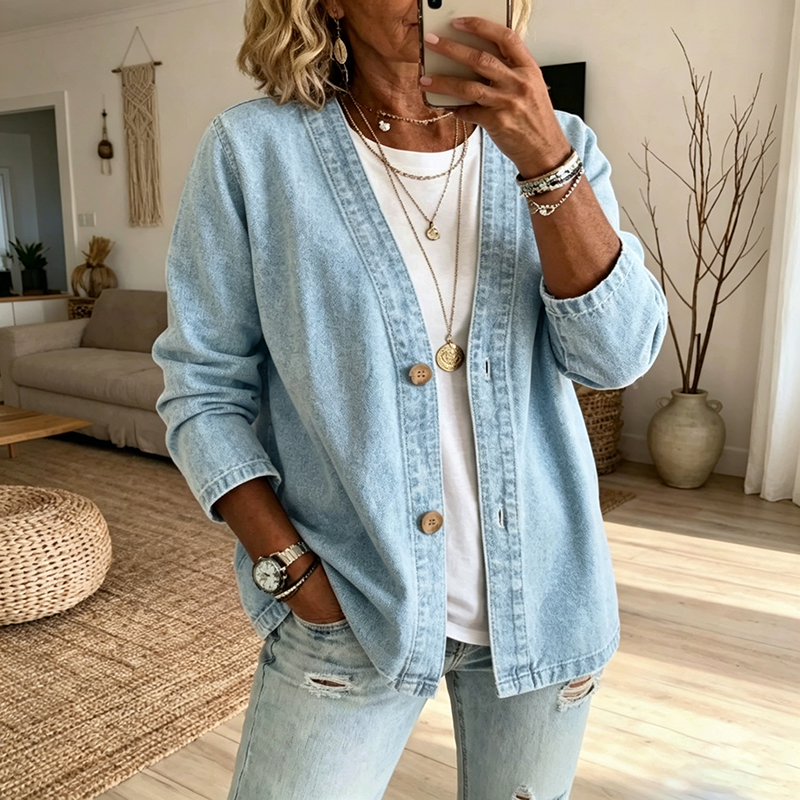 New arrival 50% OFF!Women's Classic Button Front Denim Jacket