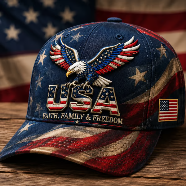 Patriotic Eagle USA Cap