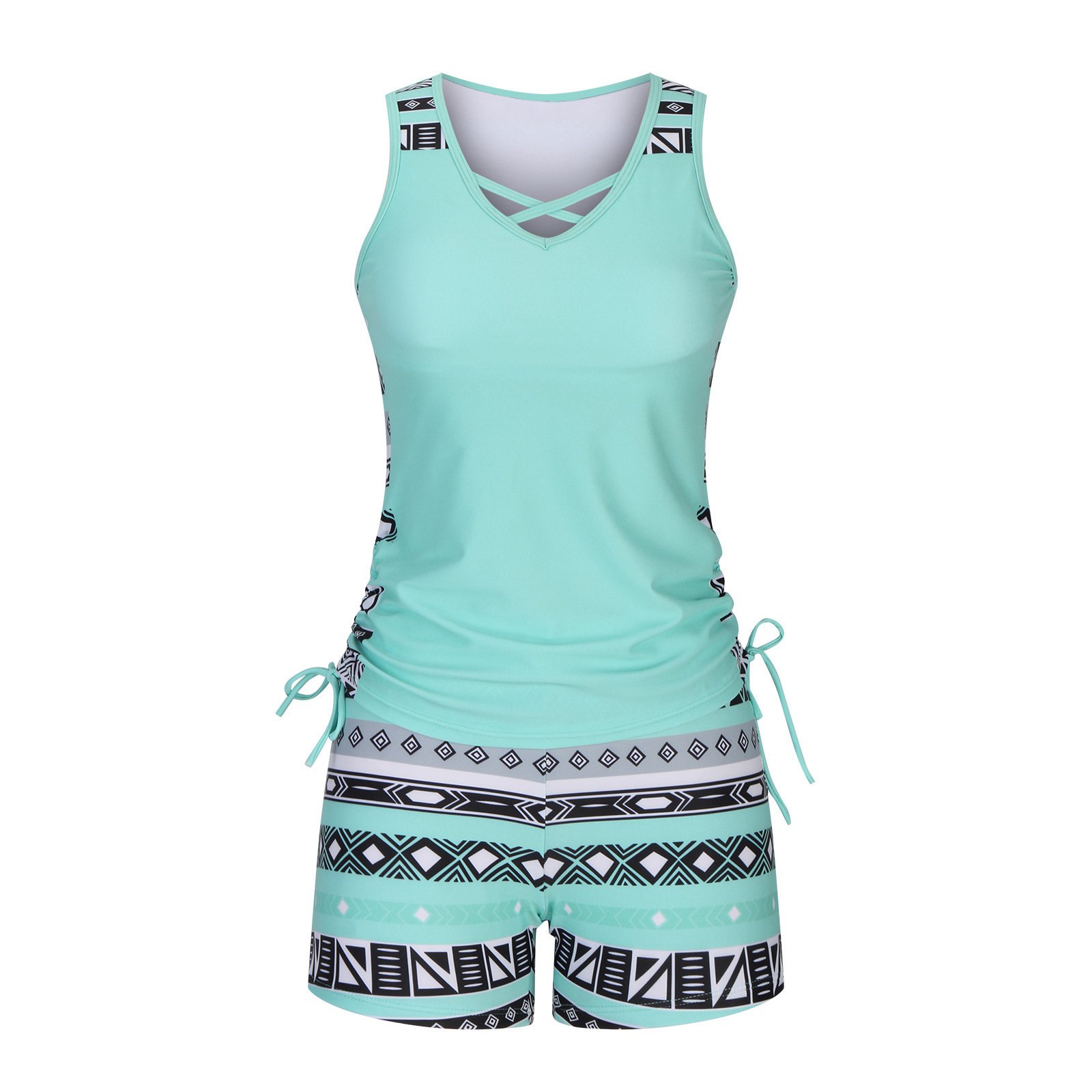 ⏰LAST DAY 60% OFF - Women's Tummy Control Tankini Set with Built-In Bra – Flattering Boho Swimwear with Shorts🔥 Buy 2 Free Shipping