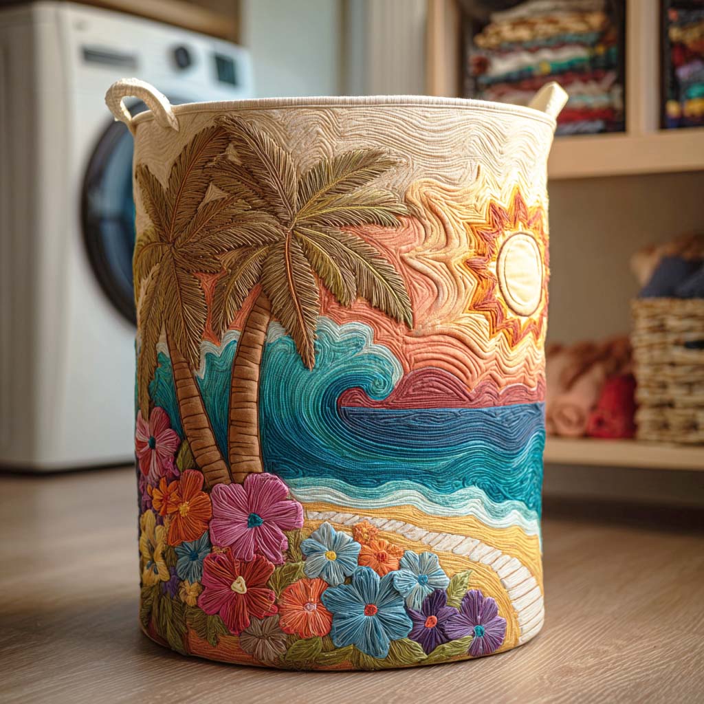 Ocean Quilted Laundry Basket NCU0QN043